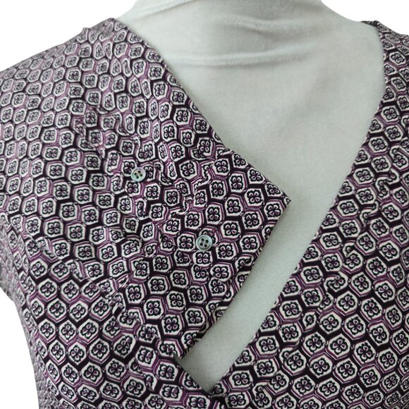 Joie Purple, Black & White Moroccan Tile 'Daryn' Print 100% Silk Oversized Tunic - Picture 6 of 9